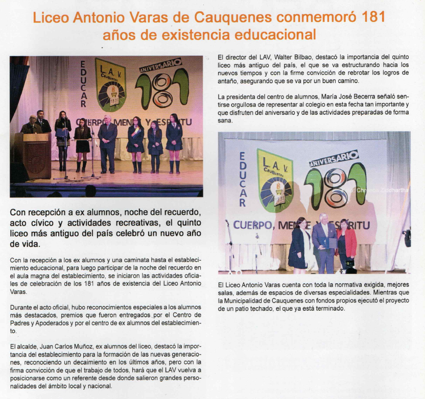 Motivus Año 11 N° 140 · Artículo Liceo Antonio Varas